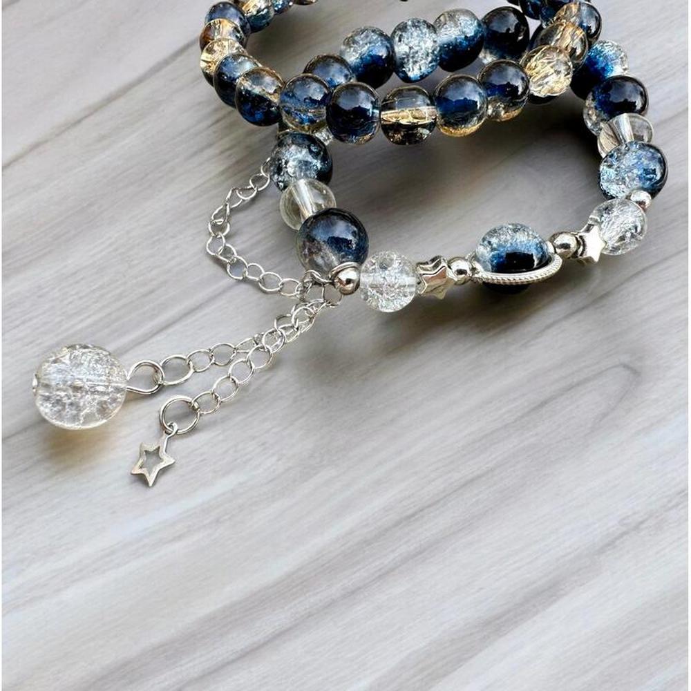 2-Piece Blue Star Beaded Bracelet Set