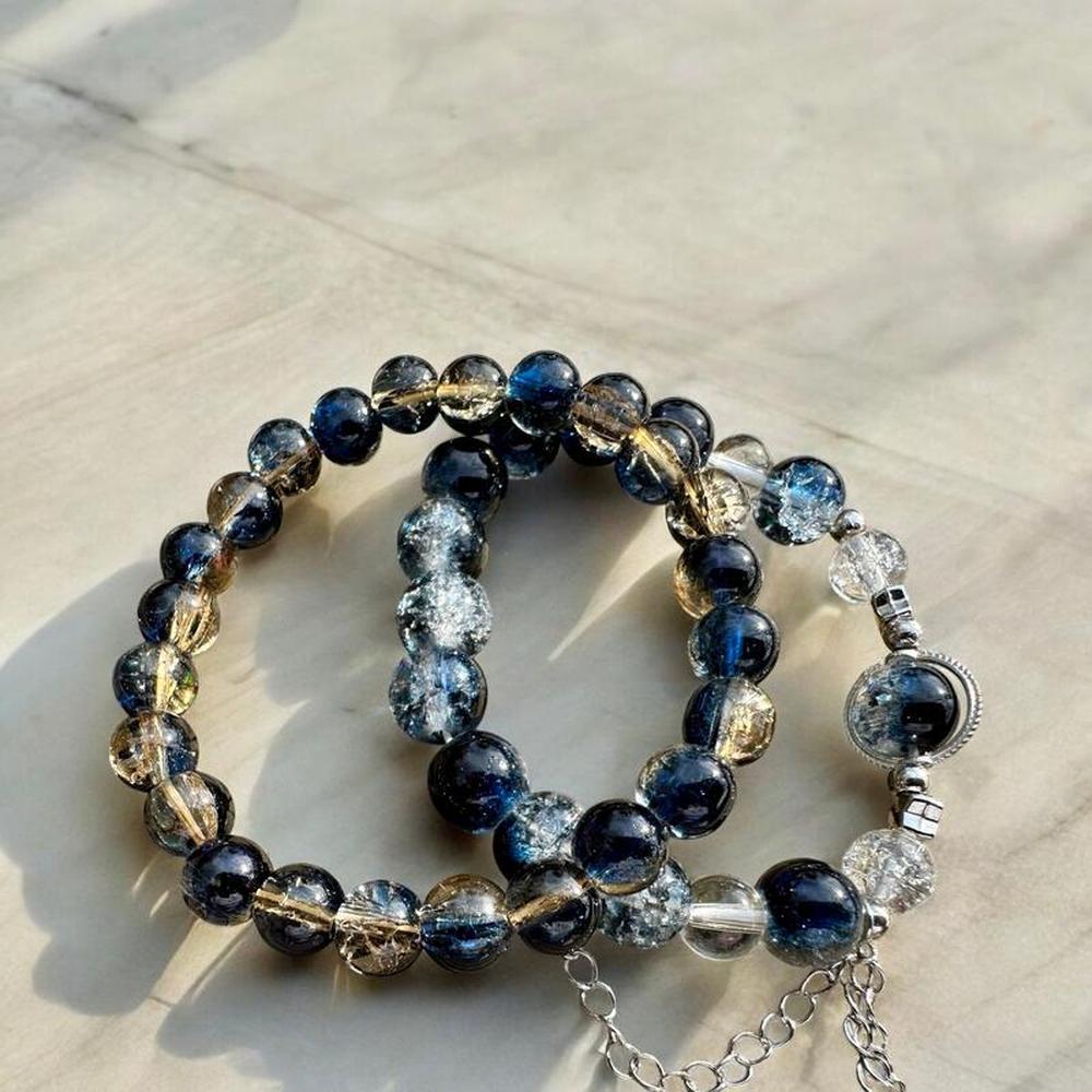 2-Piece Blue Star Beaded Bracelet Set