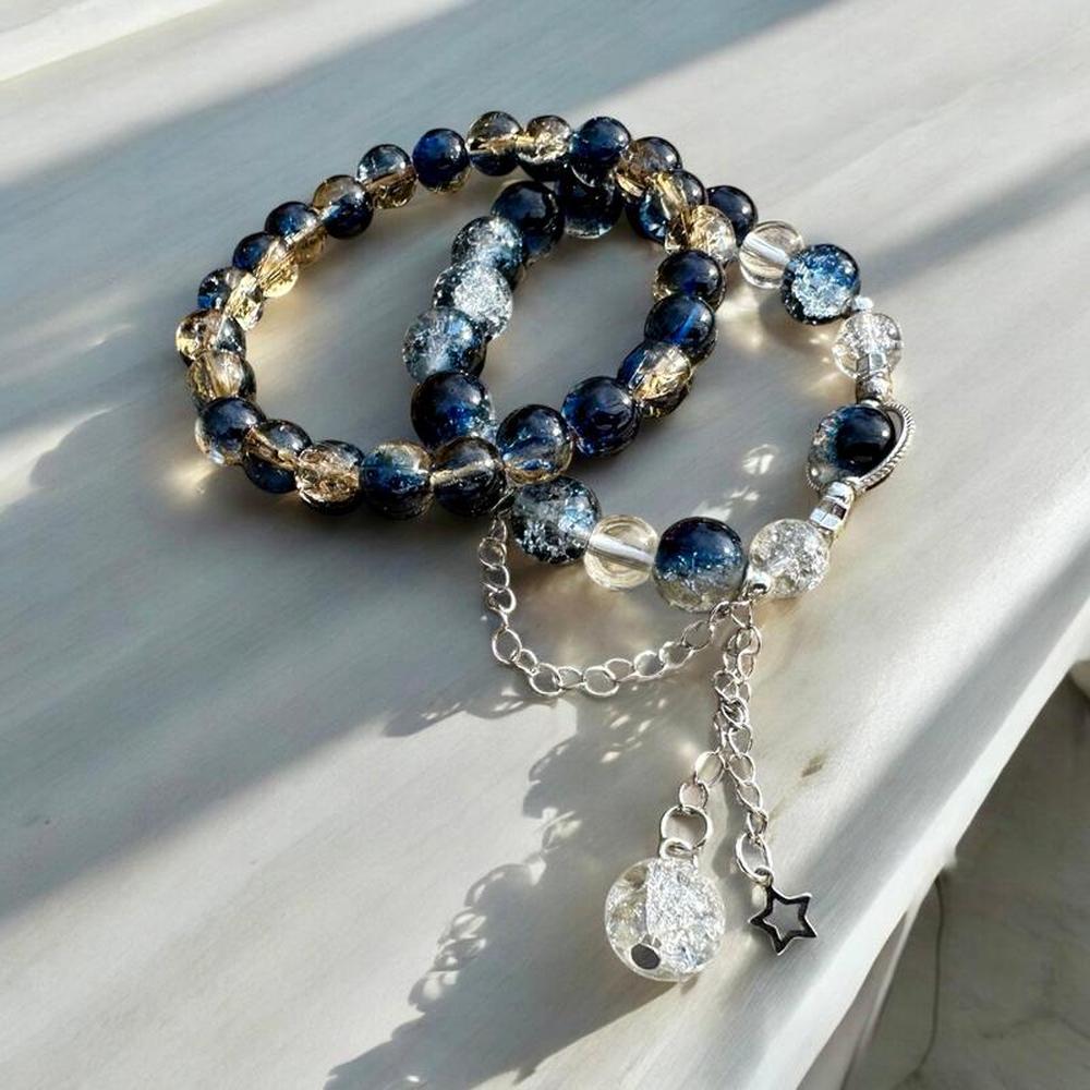 2-Piece Blue Star Beaded Bracelet Set