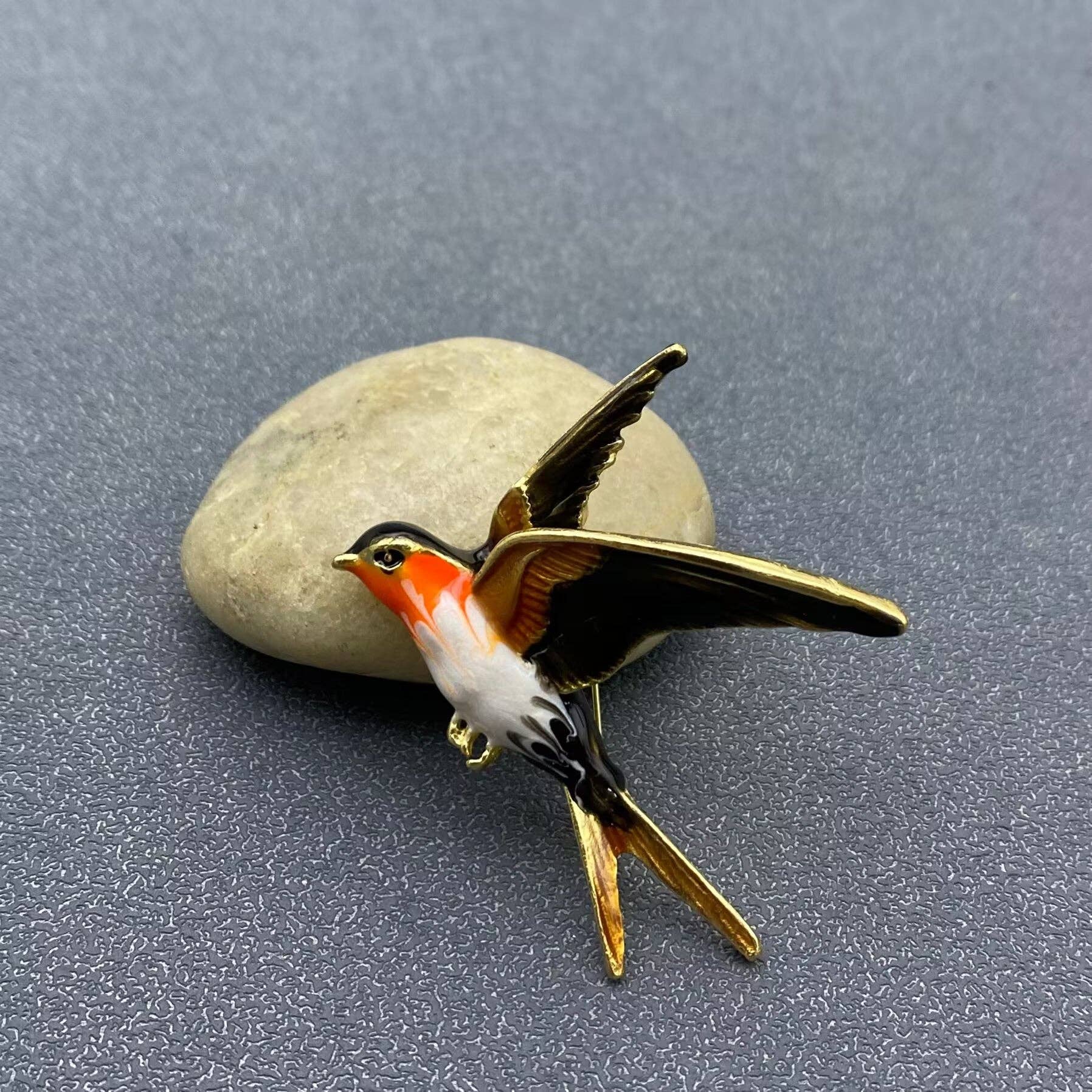 Enamel Swallow Brooch: C