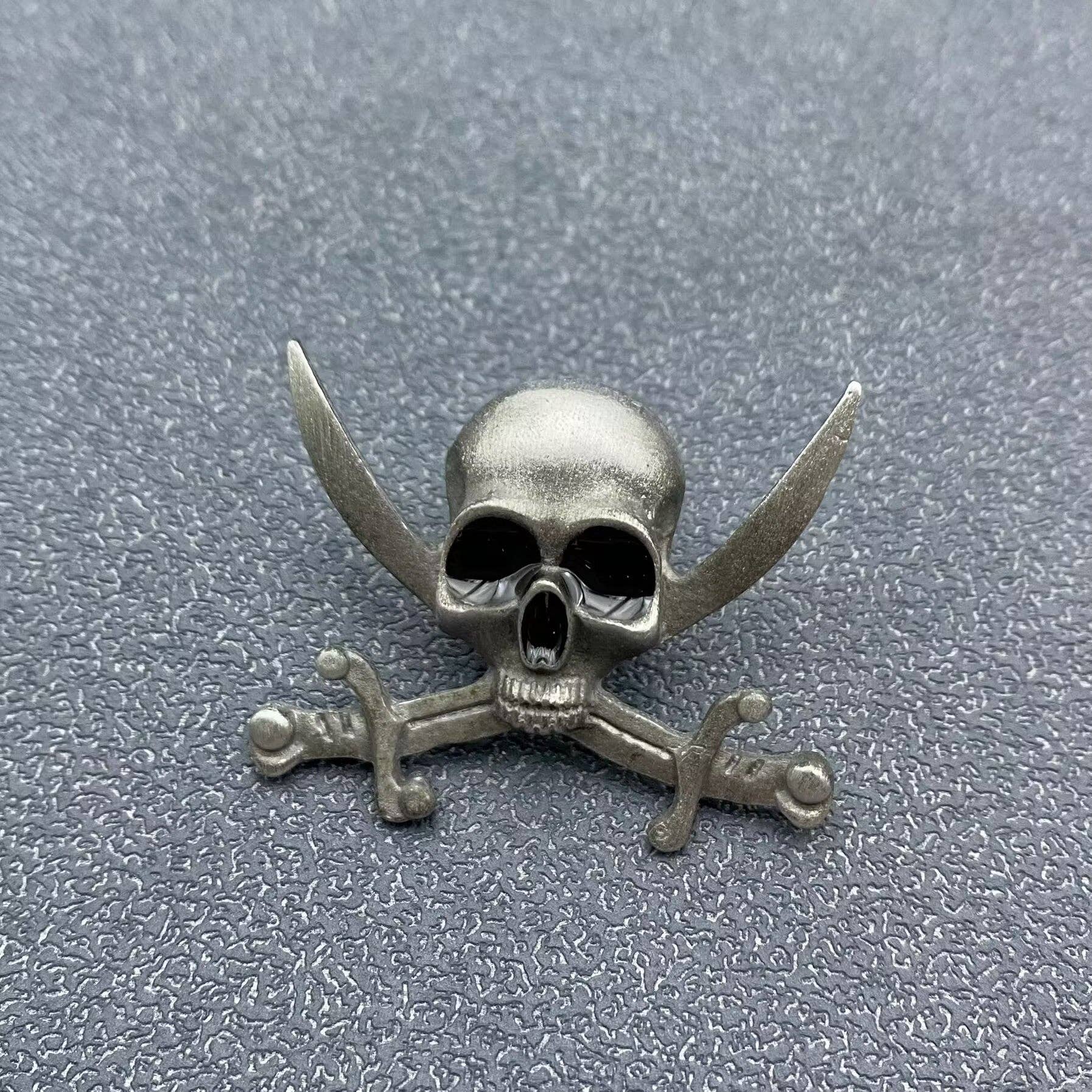 Silver-tone Pirate Skull Brooch