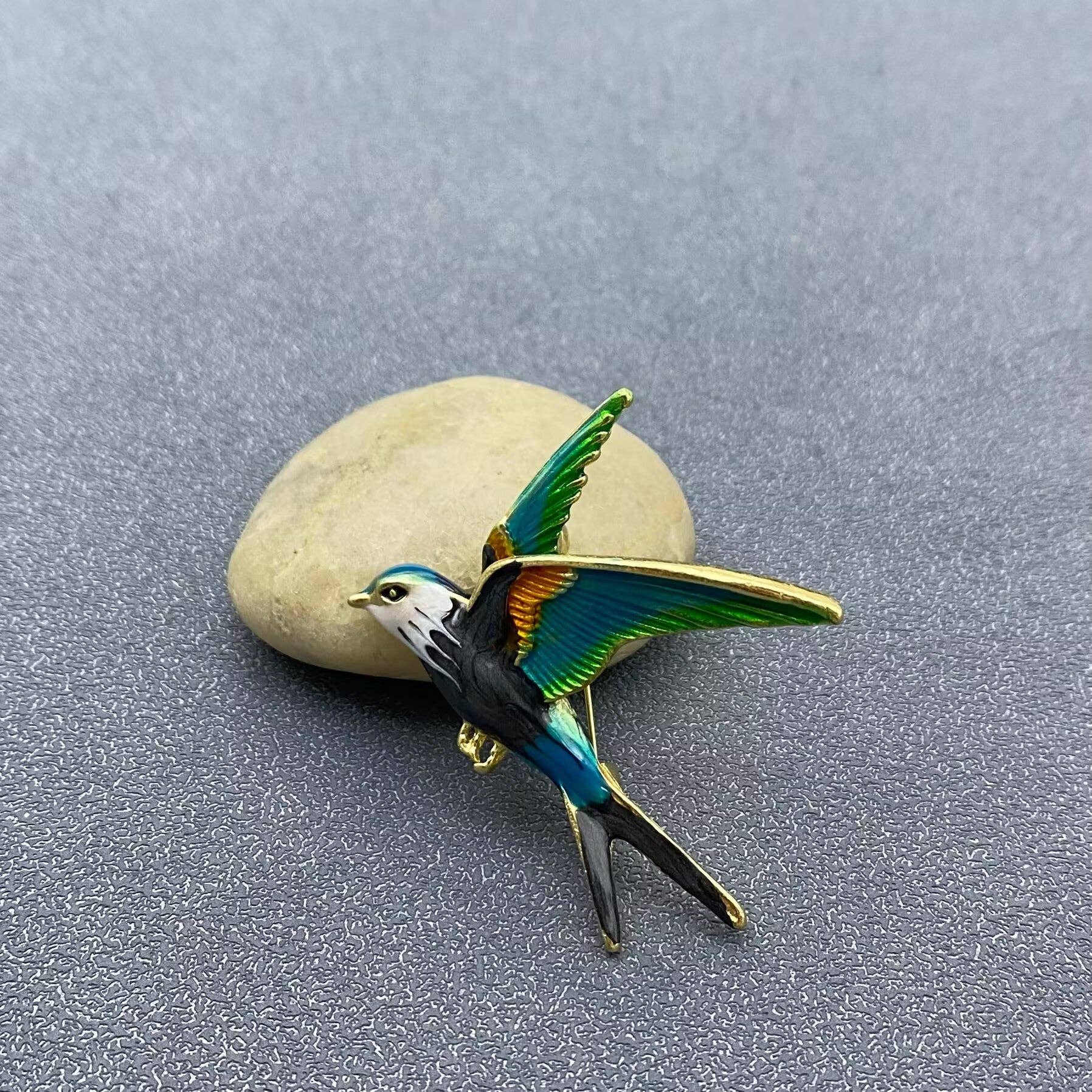 Enamel Swallow Brooch: A