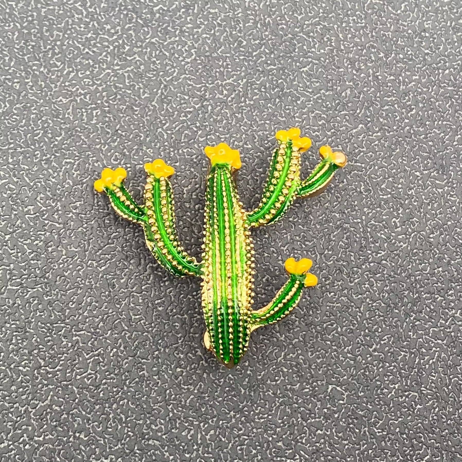 Enamel Cactus Brooch