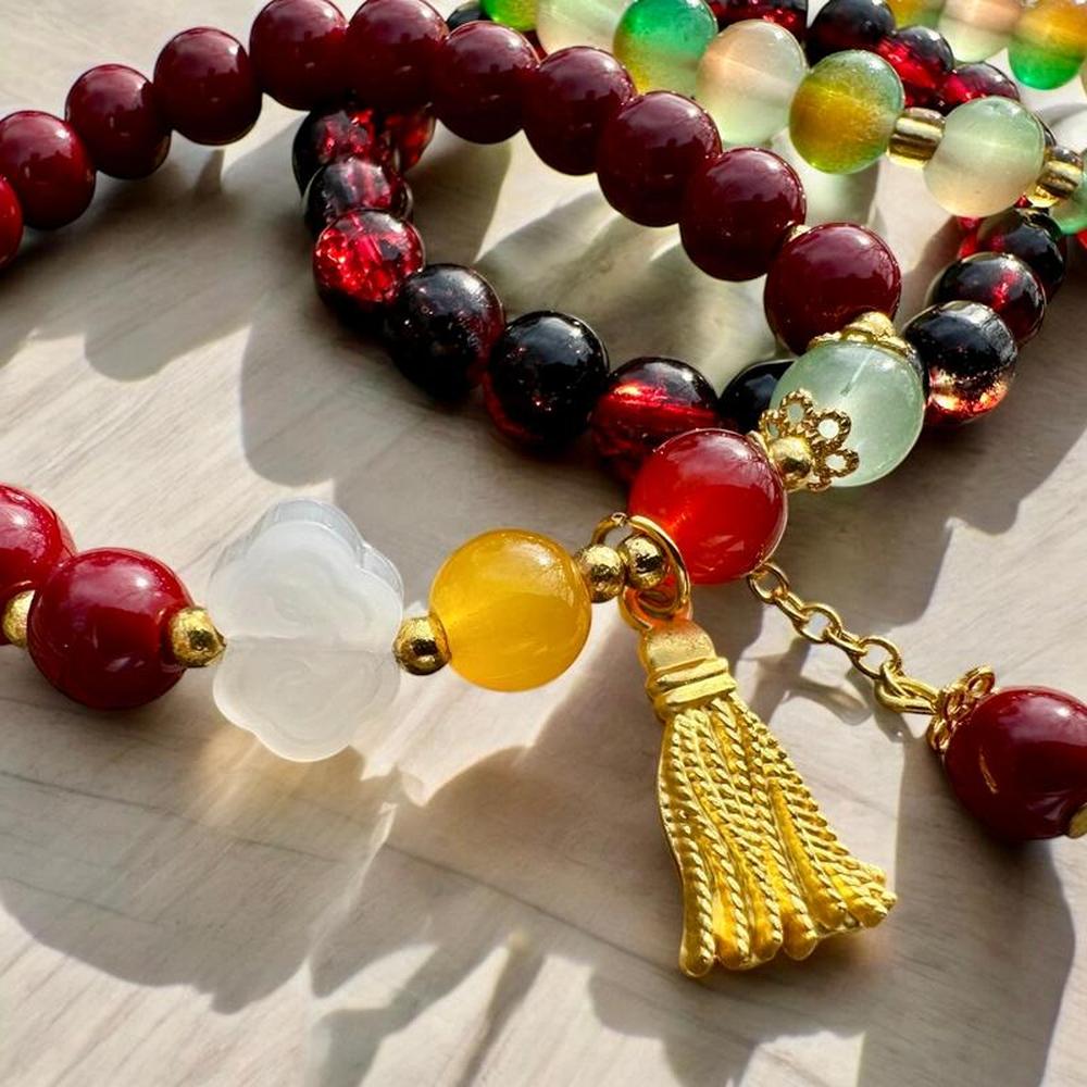 Boho Tassel Charm Beaded Bracelet Trio