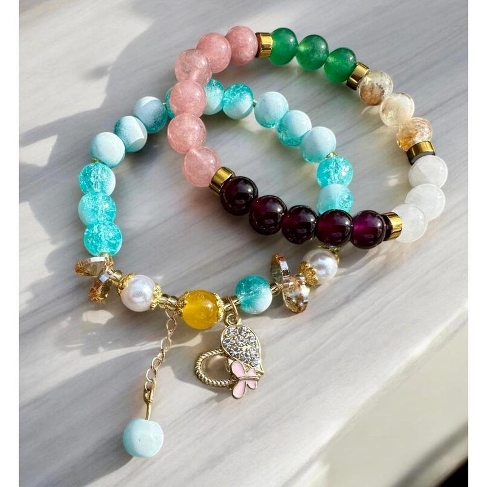 Butterfly Heart Charm Bracelet Set