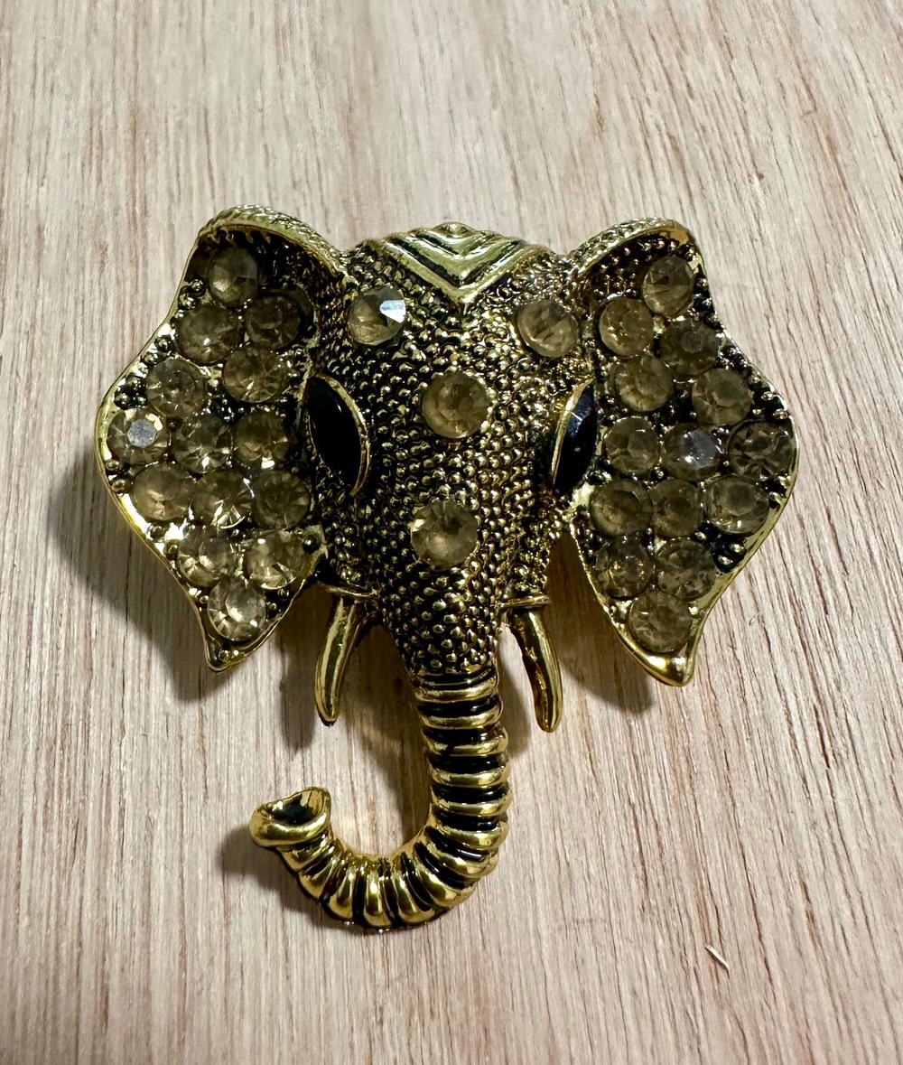 Gold-Tone Elephant Brooch Pin