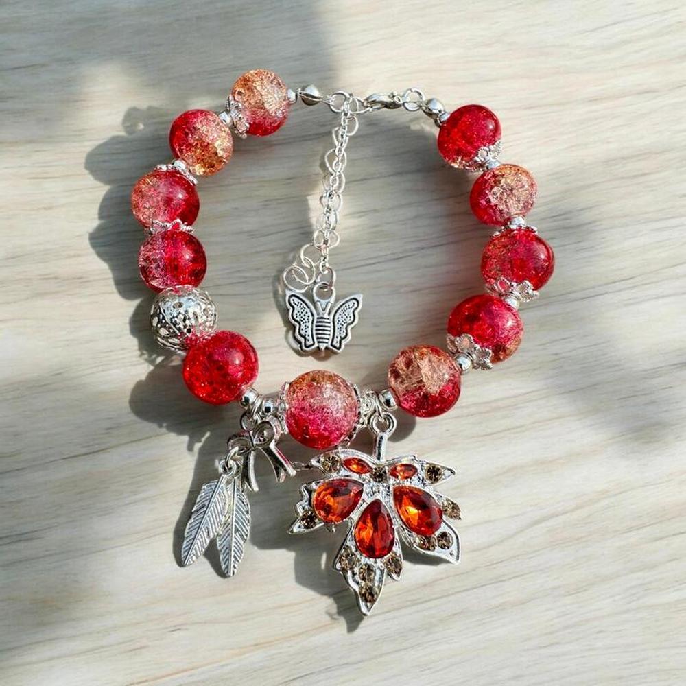 Maple Leaf & Butterfly Charms Bracelet