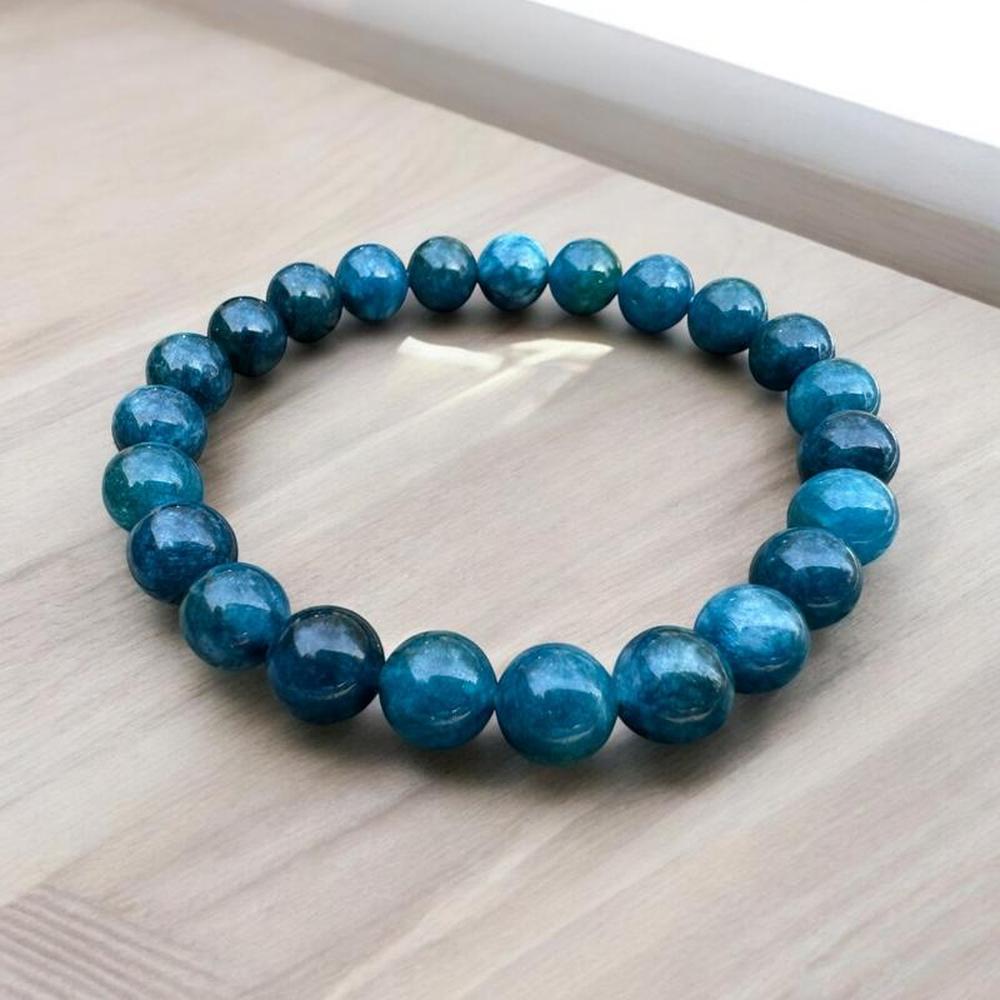 Peacock Blue Glass Beaded Bracelet