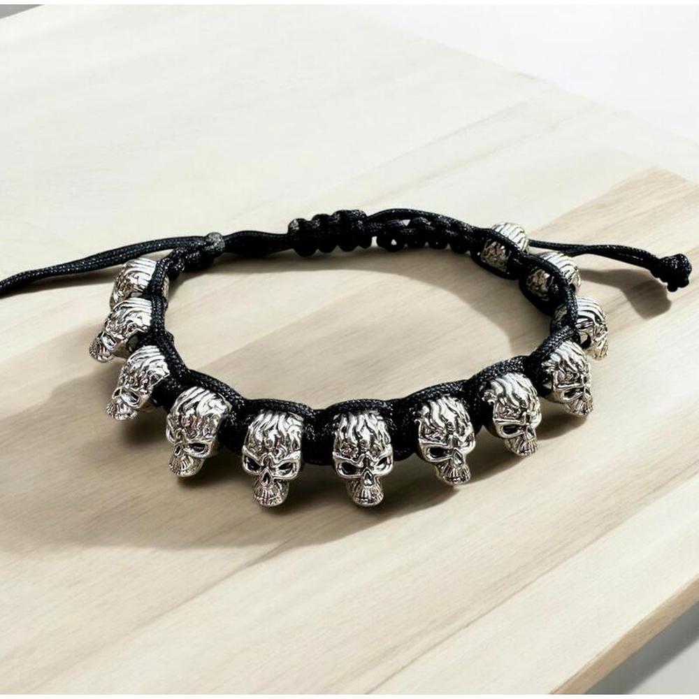 Skulls Adjustable Braided Cord Bracelet