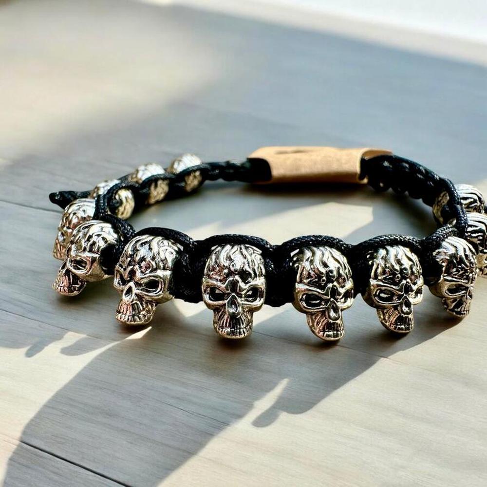 Skulls Adjustable Braided Cord Bracelet