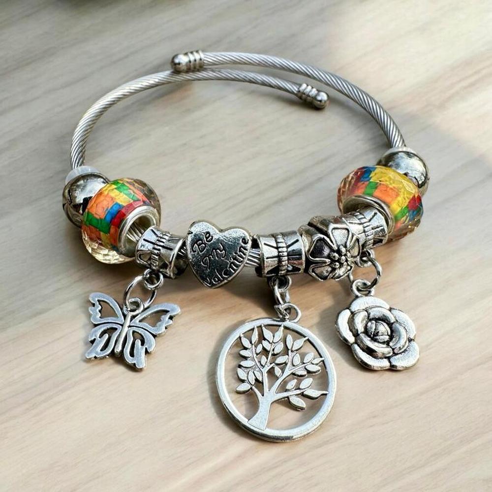 Tree of Life Multi-Charm Bangle Bracelet