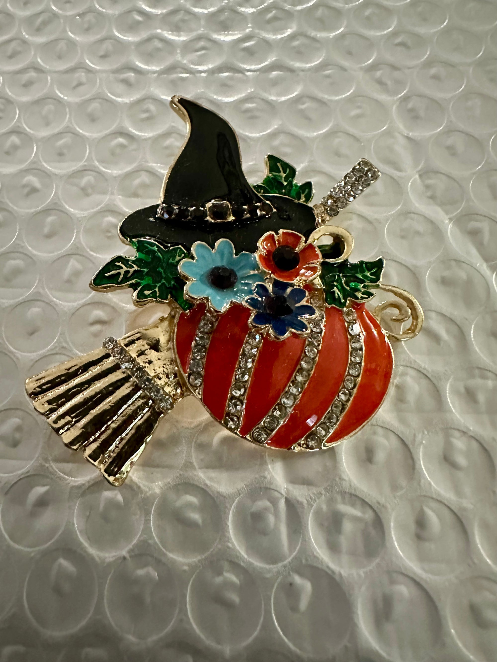 Witchy Halloween Pumpkin Brooch