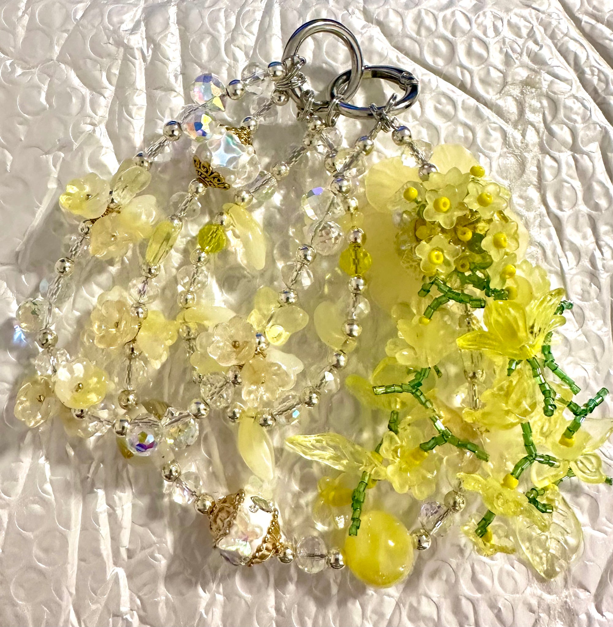 Yellow Brooch Triple Strand Bag Chain
