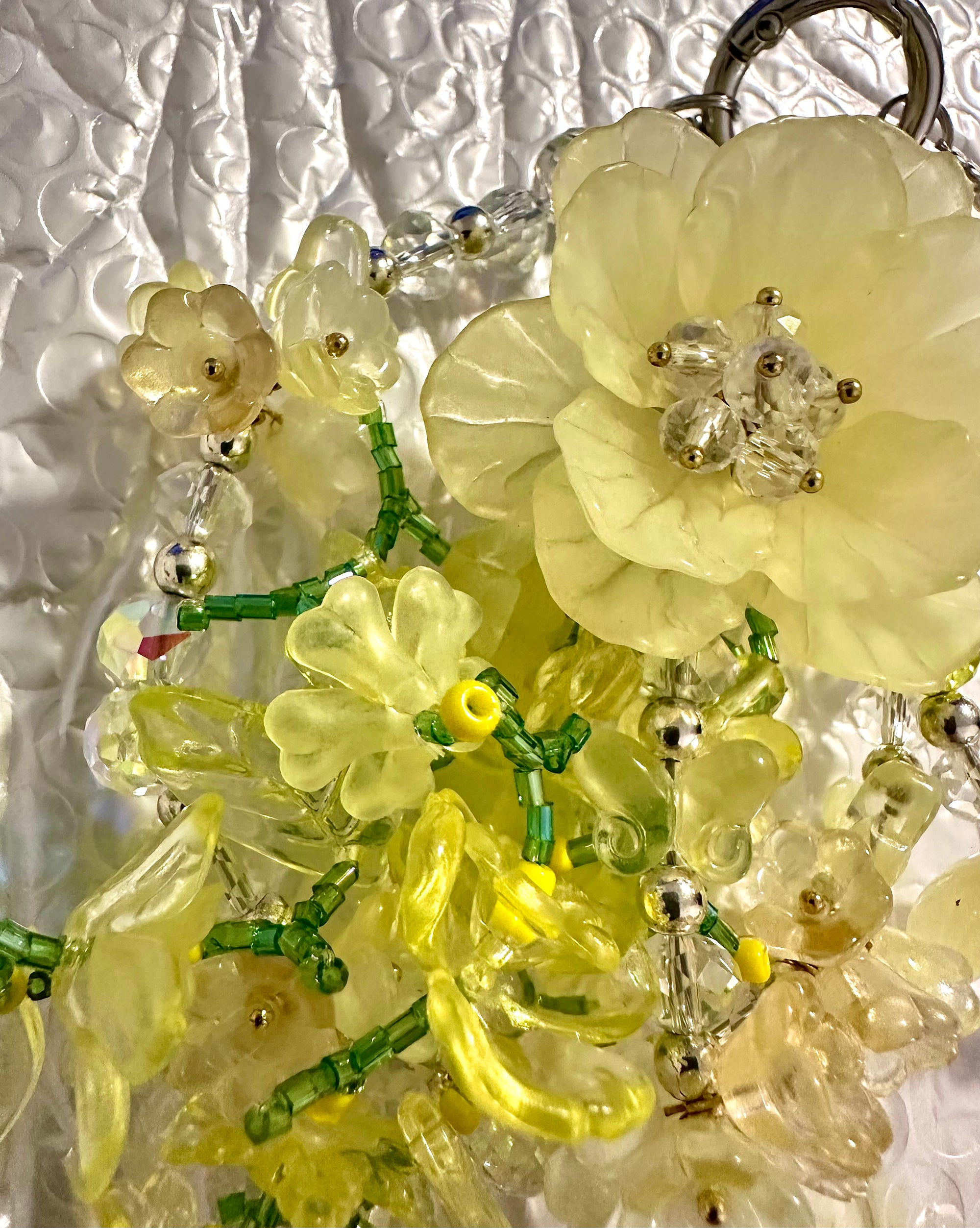 Yellow Brooch Triple Strand Bag Chain