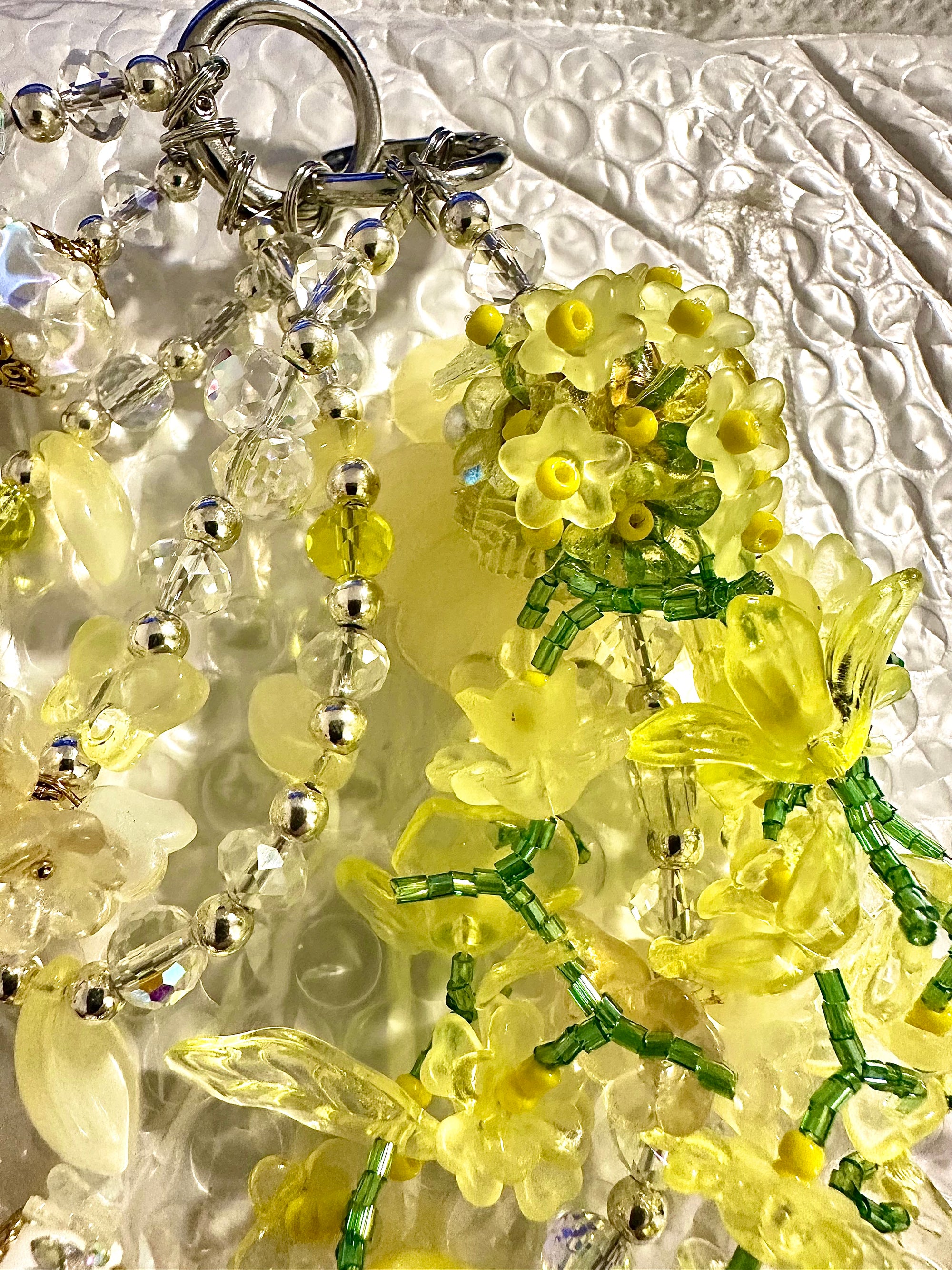 Yellow Brooch Triple Strand Bag Chain