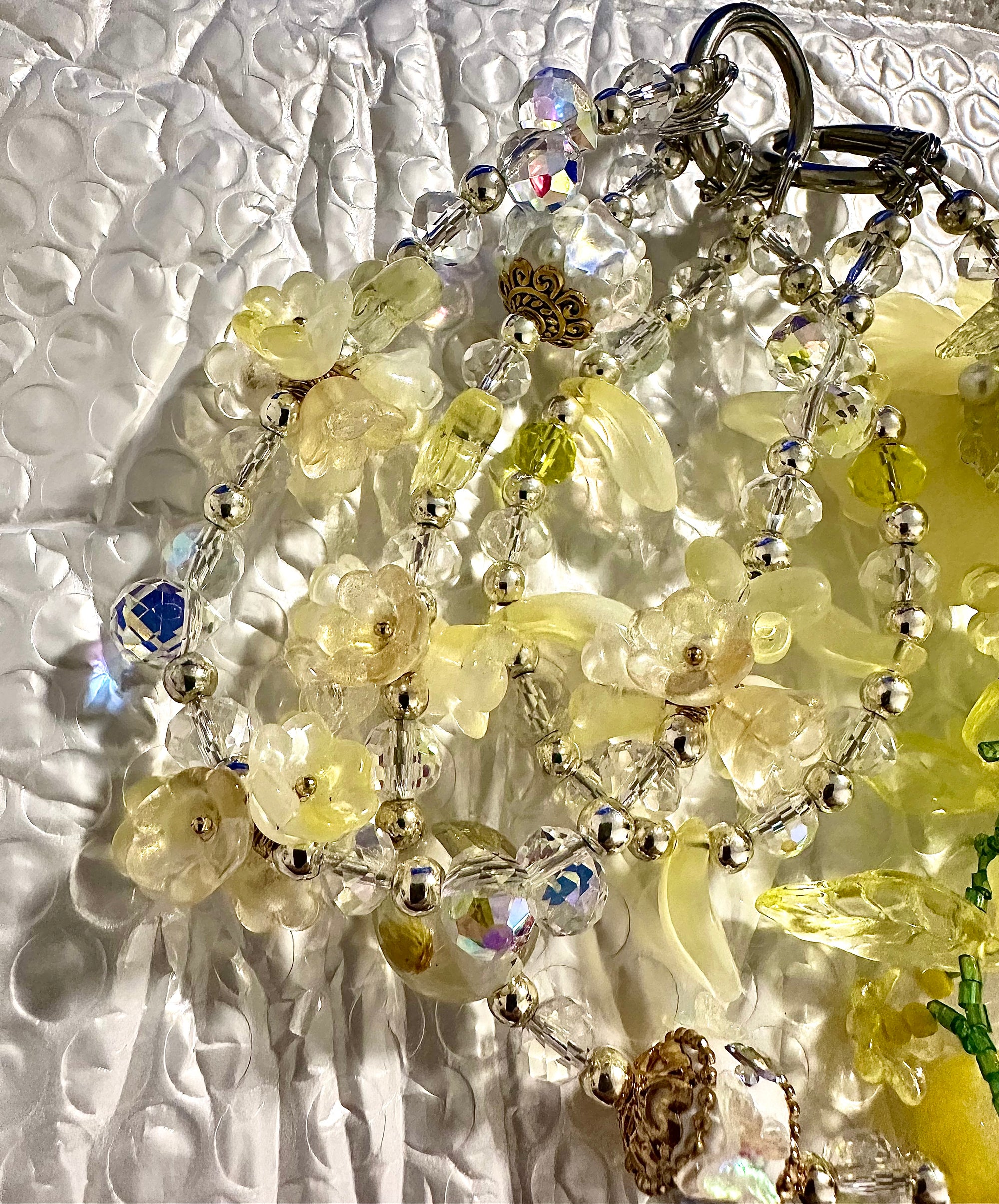 Yellow Brooch Triple Strand Bag Chain