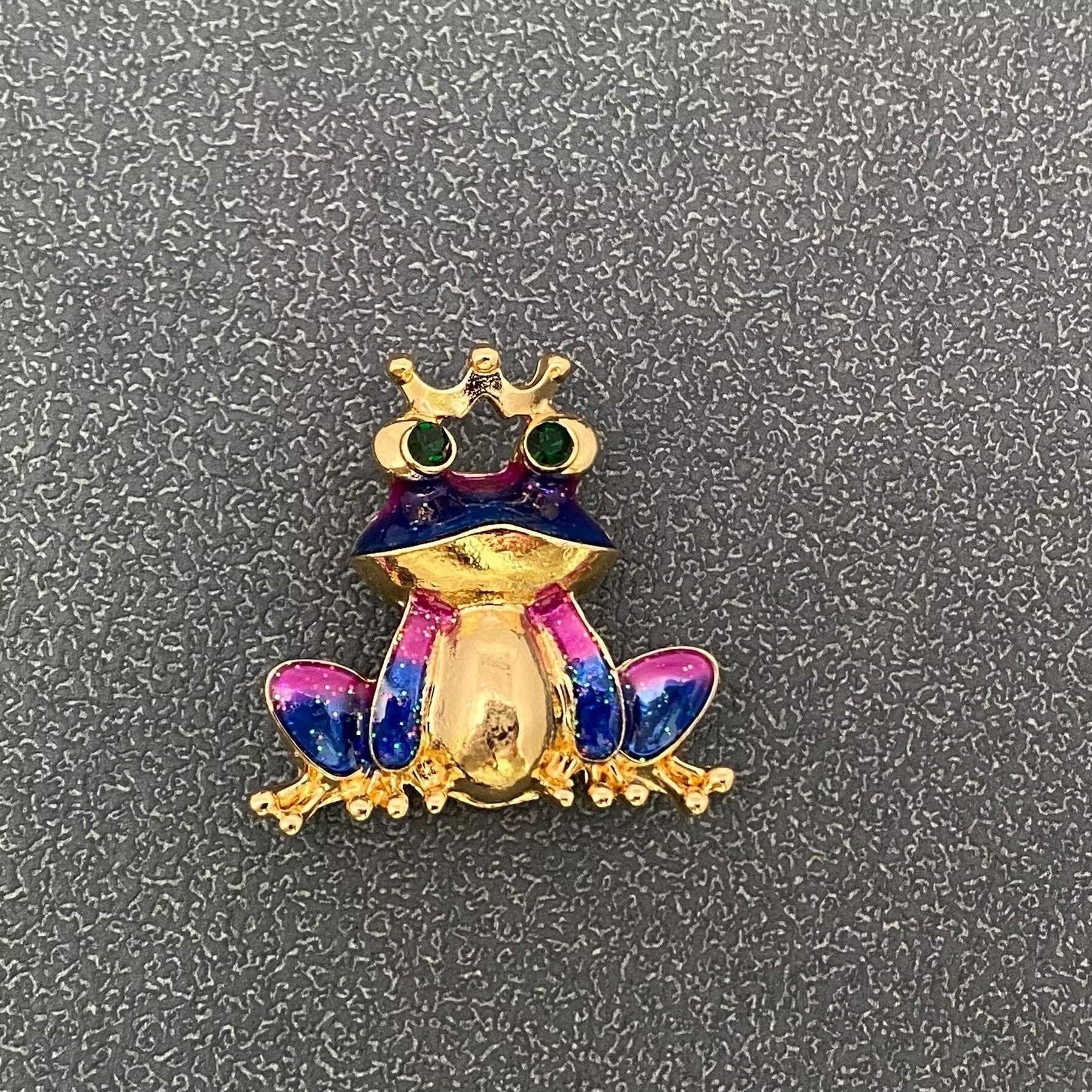 Enamel Frog Prince Brooch