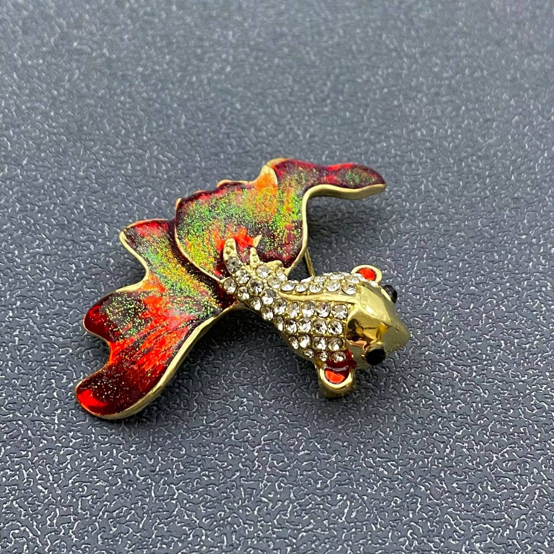 Rhinestone Goldfish Brooch