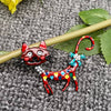 Enamel Funny Bow Cat Brooch: Red
