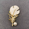 Rhinestone Feather Brooch: Silver