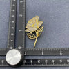 Golden Rhinestone Rose Brooch