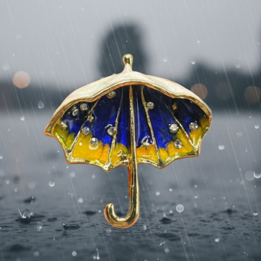 Enamel Umbrella Brooch