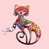 Enamel Fishbone Charm Cat Brooch
