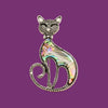 Abalone Shell Silver-Tone Smiling Cat Brooch