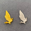 Vintage Inspired Golden Peace Dove Brooch: Silver