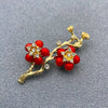 Red Plum Blossom Flower Brooch