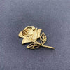 Golden Rhinestone Rose Brooch
