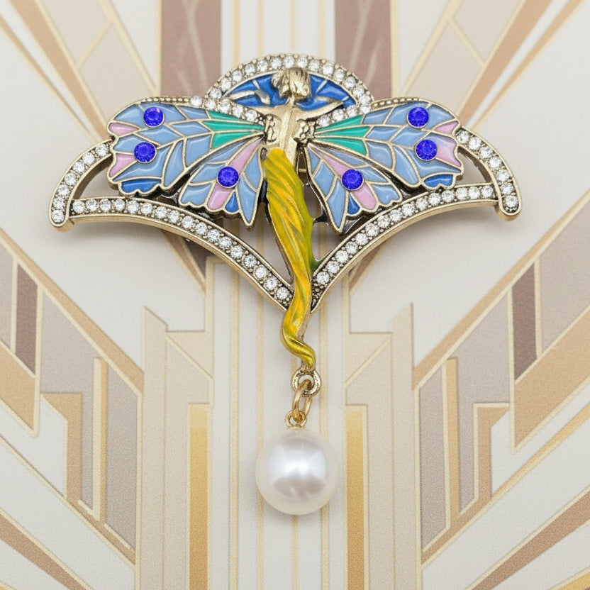 Designer-Inspired Art Nouveau Styled Nymph Butterfly Brooch