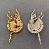 Rhinestone Dancing Ballerina Brooch: Gold