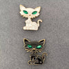 Enamel Black & White Cat Brooch: Black