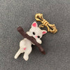 Cat Climbing Branch Resin Brooch