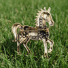 Red Rhinestone Textured Horse Brooch