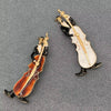 Enamel Musician Playing Cello Brooch: Brown