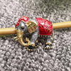 Enamel Elephant Brooch: Red