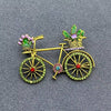 Enamel Flower Rhinestone Bicycle Brooch: Blue