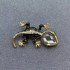 Rhinestone Black Enamel Gecko Brooch