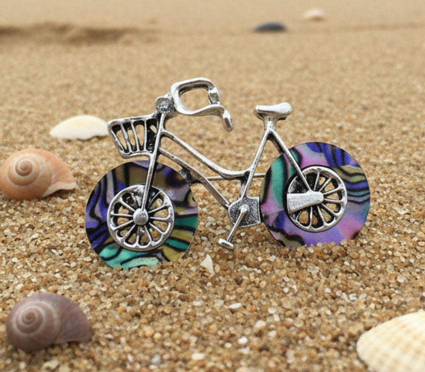 Abalone Shell Bicycle Brooch