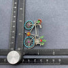 Enamel Flower Rhinestone Bicycle Brooch: Blue