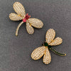 Rhinestone Dragonfly Brooch Clothes Pin: Red