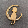 Cat On The Moon Rhinestone Brooch