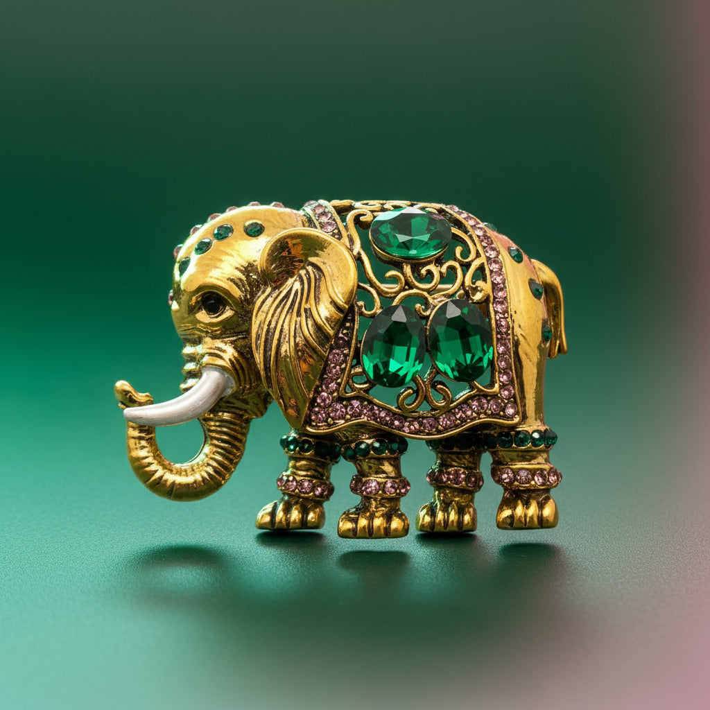 Vintage-Inspired Thai Elephant Brooch