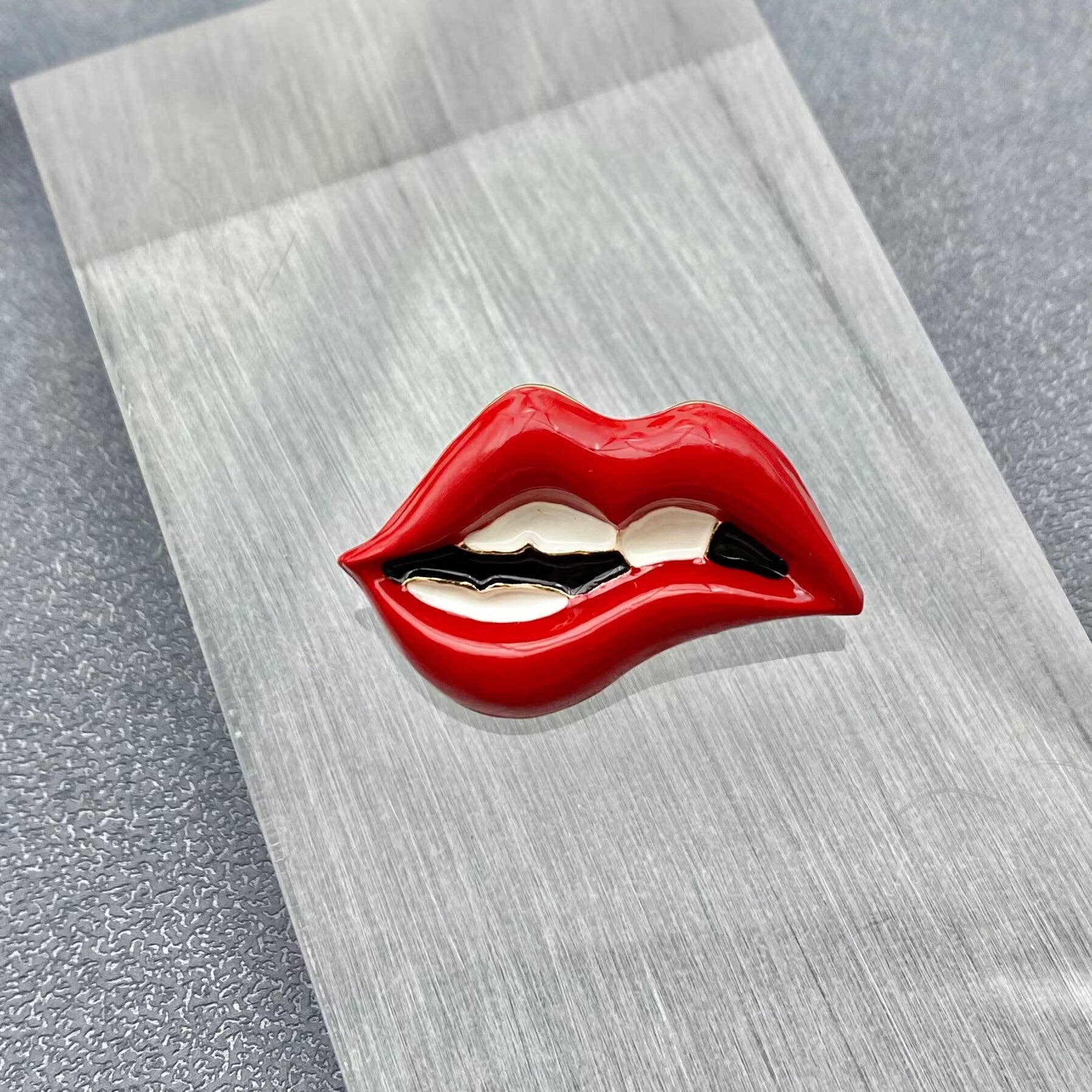 Red Lip Mouth Brooch