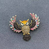 Rhinestone Enamel Owl Brooch