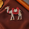 Red Rhinestone Camel Brooch