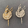 Rhinestone Dancing Ballerina Brooch: Gold