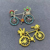 Enamel Flower Rhinestone Bicycle Brooch: Blue
